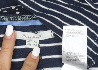 White Stuff Women’s Blue Striped Cotton T-Shirt Size 12
