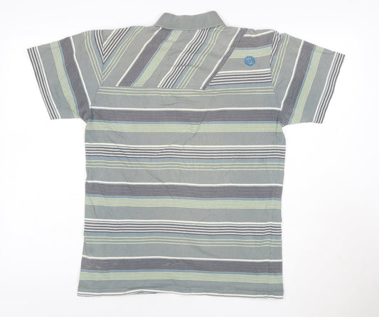 Animal Mens Grey Striped Cotton Polo Shirt Size S Regular Fit