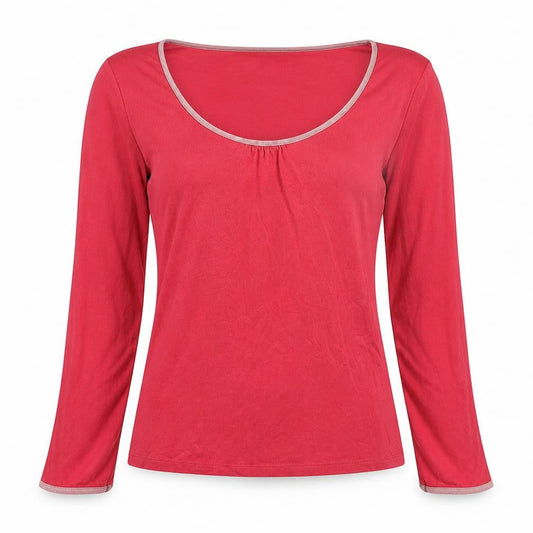 Boden Women's Pink Long Sleeve Scoop Neck Cotton Top Size 10