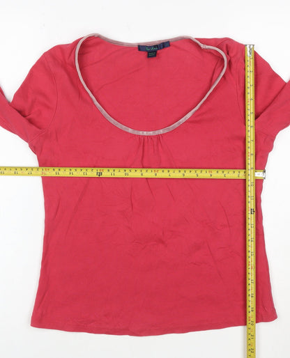 Boden Women's Pink Long Sleeve Scoop Neck Cotton Top Size 10