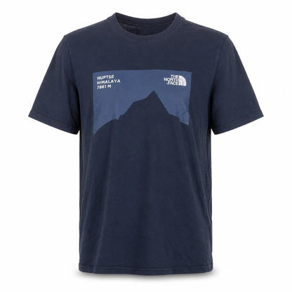 The North Face Men's Blue Cotton Nuptse Himalaya Graphic T-Shirt Size S