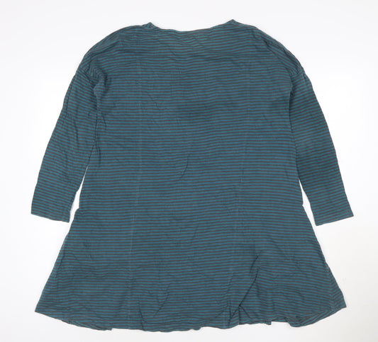 Seasalt Womens Blue Striped Cotton Tunic Top S 3/4 Sleeve