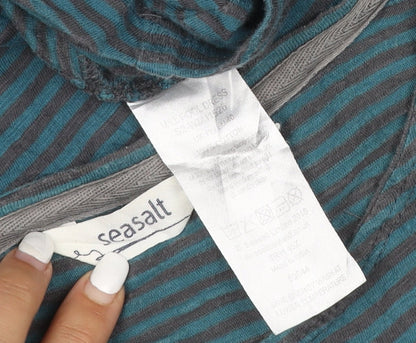 Seasalt Womens Blue Striped Cotton Tunic Top S 3/4 Sleeve