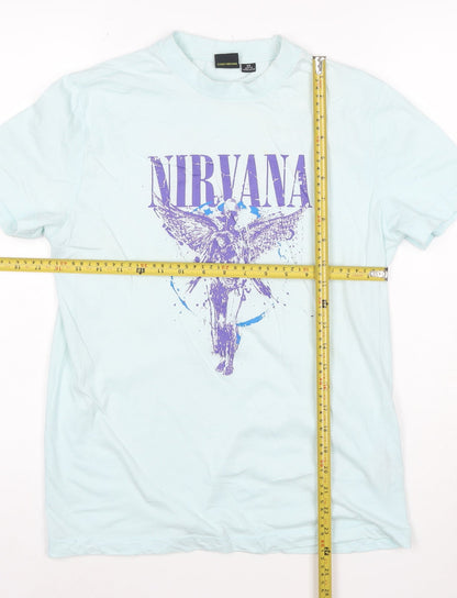 Nirvana Women's Blue XS Crew Neck Short Sleeve Cotton T-Shirt
