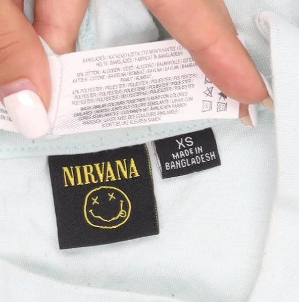 Nirvana Women's Blue XS Crew Neck Short Sleeve Cotton T-Shirt
