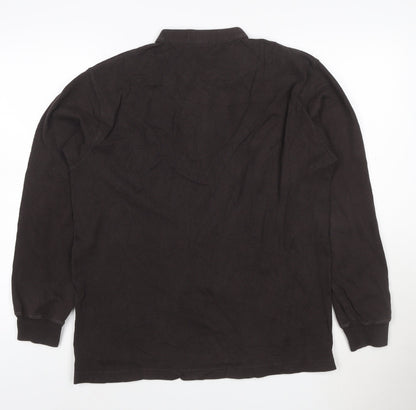 Uniqlo Men Brown Henley Sweatshirt M Long Sleeve Cotton Blend