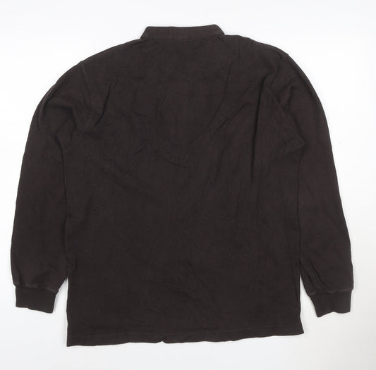 Uniqlo Men Brown Henley Sweatshirt M Long Sleeve Cotton Blend