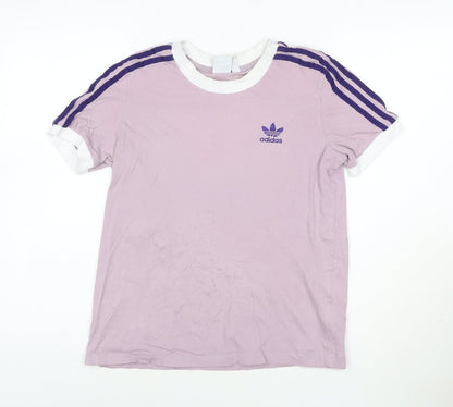 Adidas Womens Pink Ringer T-Shirt Size 10 Short Sleeve Cotton