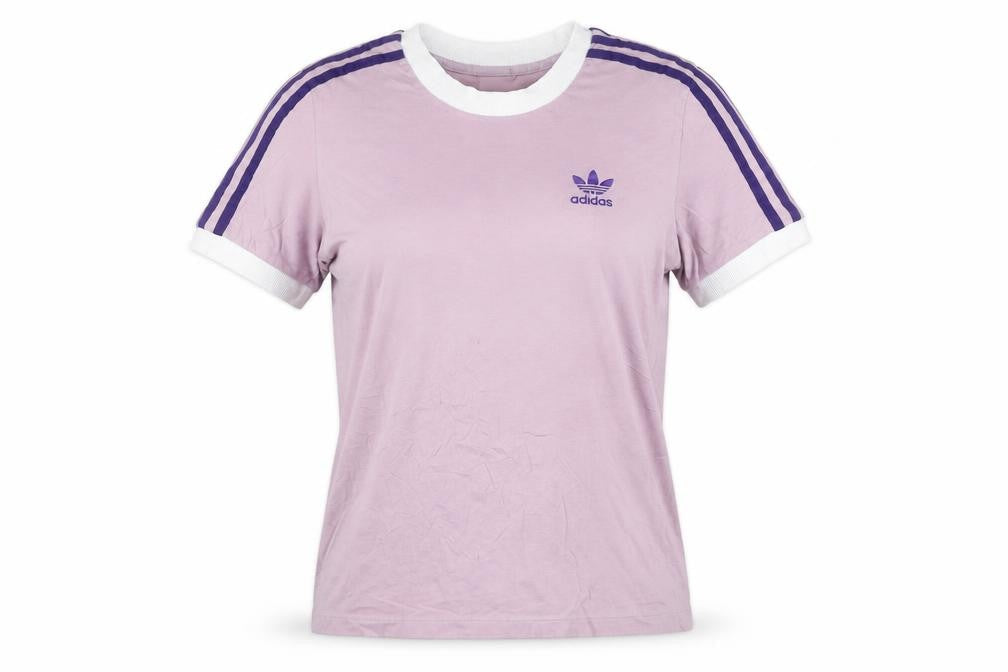 Adidas Womens Pink Ringer T-Shirt Size 10 Short Sleeve Cotton