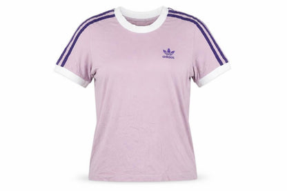 Adidas Womens Pink Ringer T-Shirt Size 10 Short Sleeve Cotton