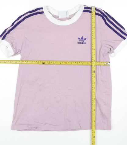Adidas Womens Pink Ringer T-Shirt Size 10 Short Sleeve Cotton