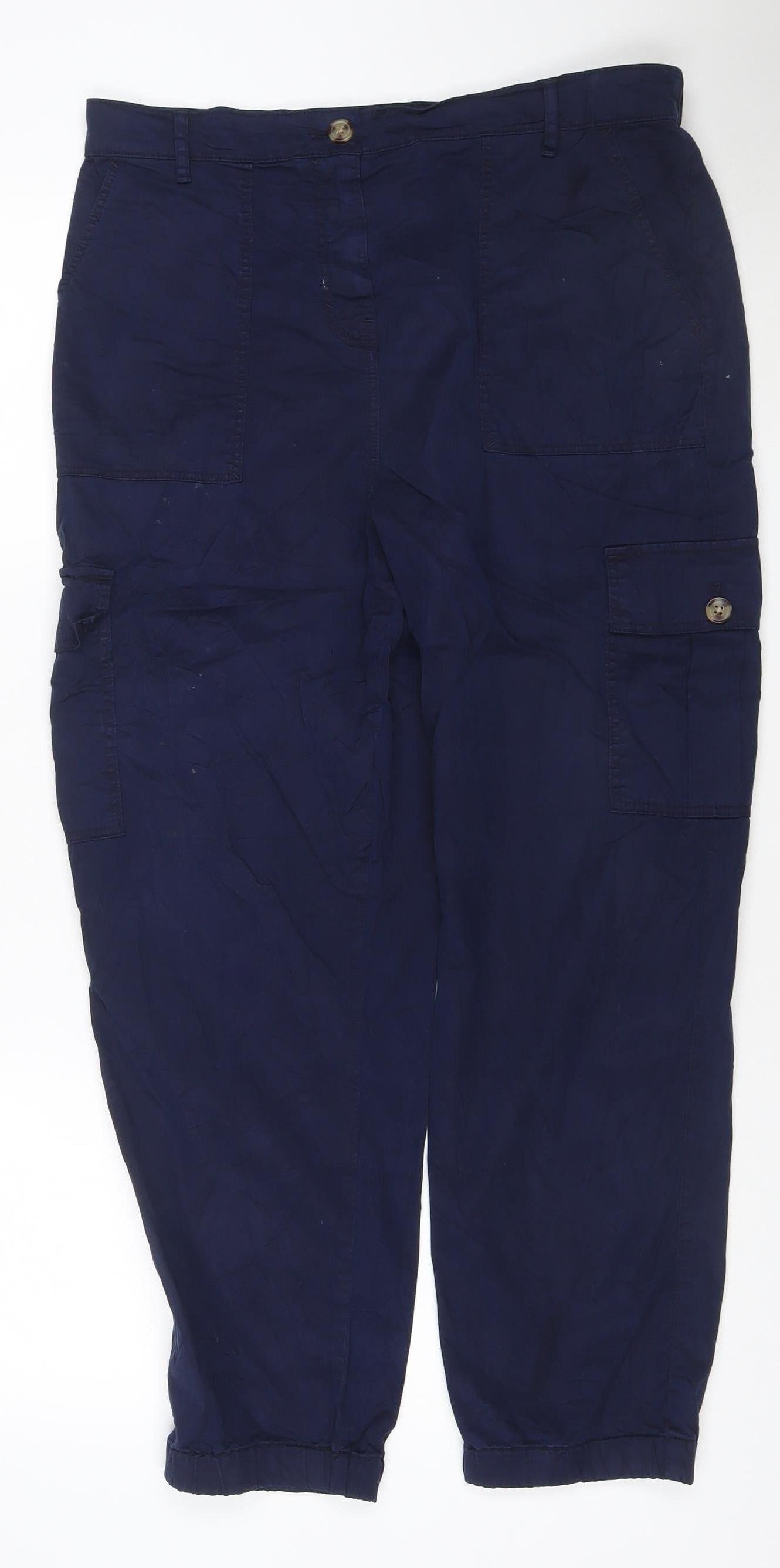 Marks and Spencer Women's Blue Cargo Trousers Size 14