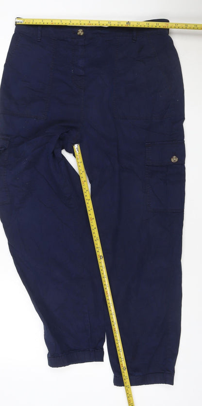 Marks and Spencer Women's Blue Cargo Trousers Size 14