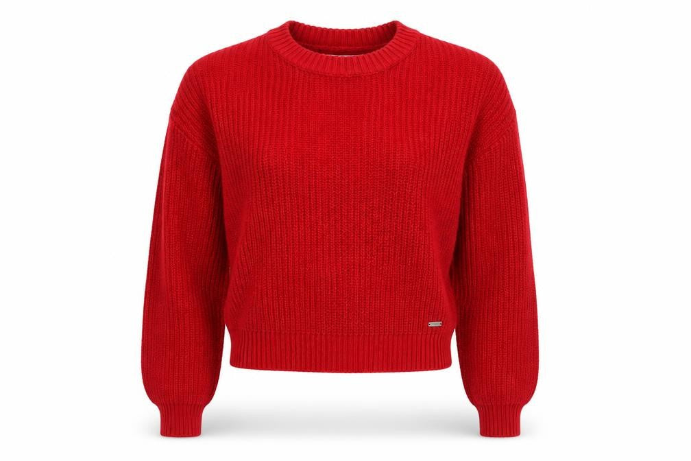 Hollister Womens Red Chunky Knit Crew Neck Pullover Jumper XS