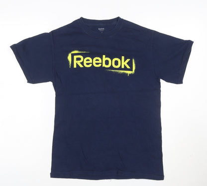Reebok Men's Navy Blue Graphic Print Cotton T-Shirt S