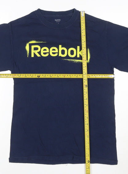 Reebok Men's Navy Blue Graphic Print Cotton T-Shirt S