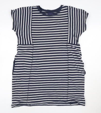 Next Women Blue Striped T-Shirt Dress Size 16 Short Sleeve Casual