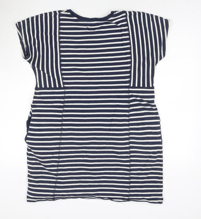 Next Women Blue Striped T-Shirt Dress Size 16 Short Sleeve Casual