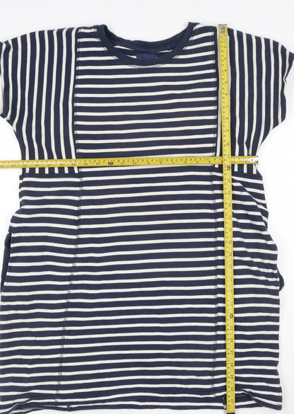 Next Women Blue Striped T-Shirt Dress Size 16 Short Sleeve Casual