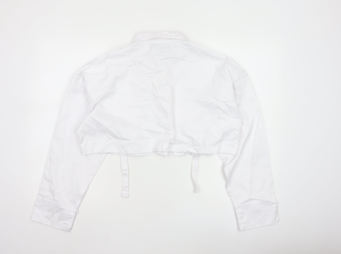 EGO Women's White Cropped Bomber Jacket UK 10 Cotton Blend