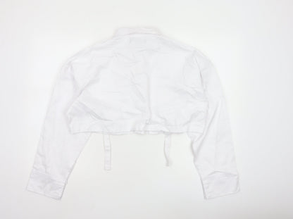 EGO Women's White Cropped Bomber Jacket UK 10 Cotton Blend