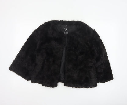 Atmosphere Women Black Faux Fur Cape Jacket Size 14 Lined Open Front
