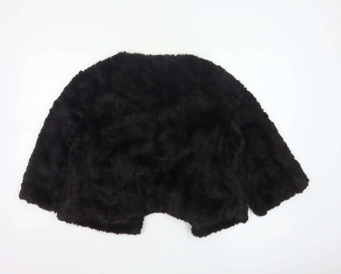 Atmosphere Women Black Faux Fur Cape Jacket Size 14 Lined Open Front