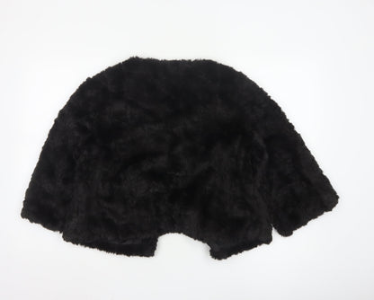 Atmosphere Women Black Faux Fur Cape Jacket Size 14 Lined Open Front