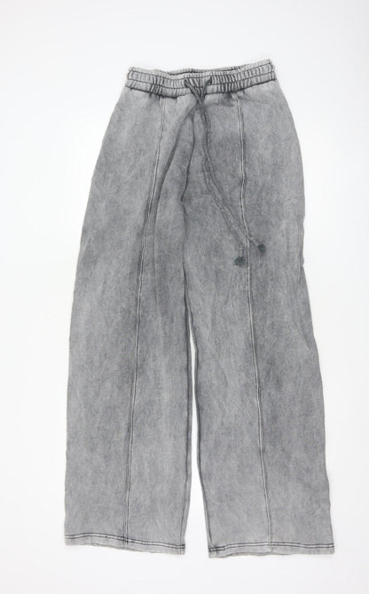 Zara Women's Grey Fleece Wide-Leg Sweatpants Size S