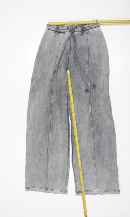 Zara Women's Grey Fleece Wide-Leg Sweatpants Size S
