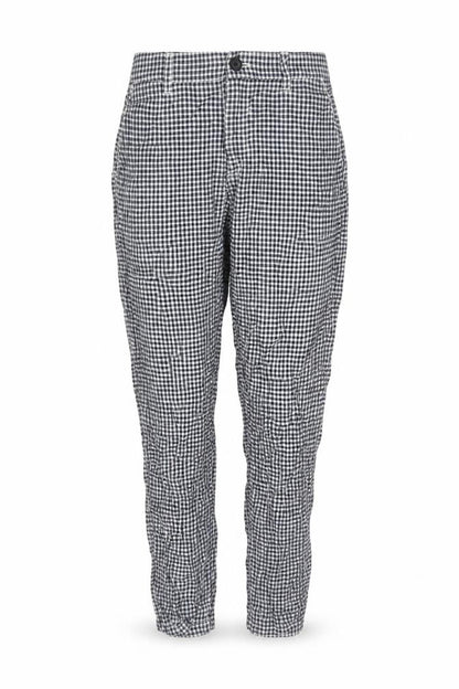 Uniqlo Womens Blue Gingham Linen Cotton Trousers XS Lightweight Casual