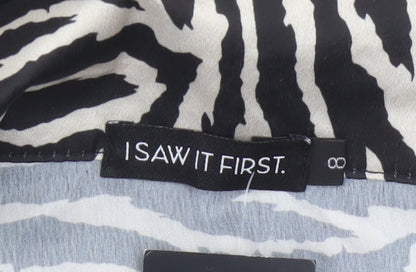 I Saw It First Women’s Black Zebra Print Long Sleeve Wrap Dress L