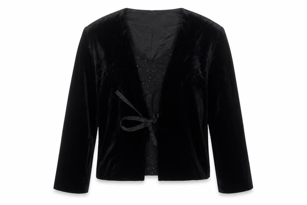 Eastex Womens Black Velvet Wrap Blouse Size 16 Long Sleeve