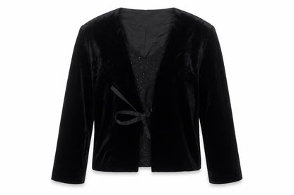 Eastex Womens Black Velvet Wrap Blouse Size 16 Long Sleeve