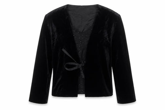 Eastex Womens Black Velvet Wrap Blouse Size 16 Long Sleeve