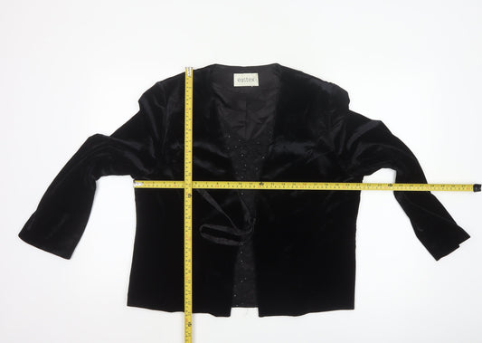Eastex Womens Black Velvet Wrap Blouse Size 16 Long Sleeve