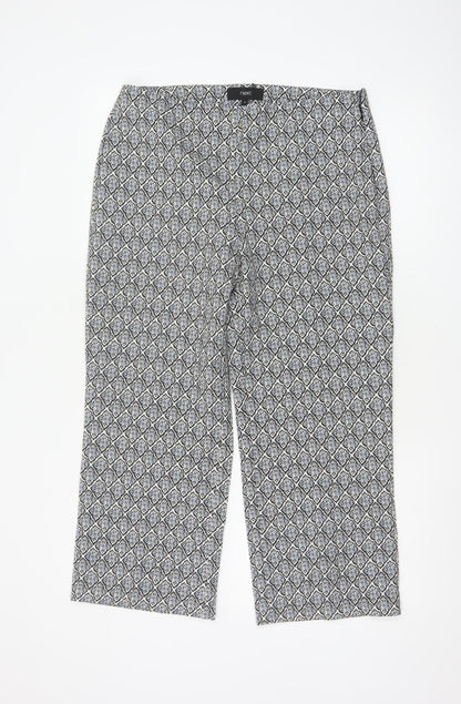 Next Women’s Black Geometric Cropped Trousers Size 12