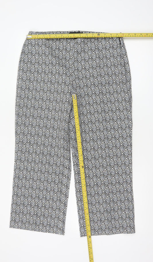 Next Women’s Black Geometric Cropped Trousers Size 12