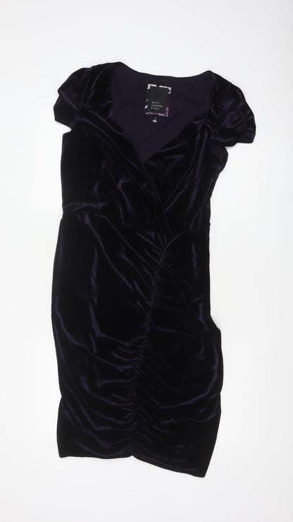 Betty Jackson Black Women’s Purple Velvet Bodycon Dress Size 14