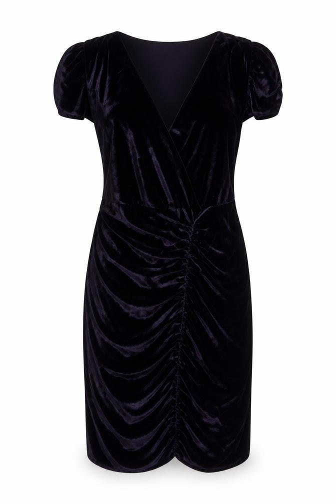 Front view of Betty Jackson Black Women’s Purple Velvet Bodycon Dress, size UK 14