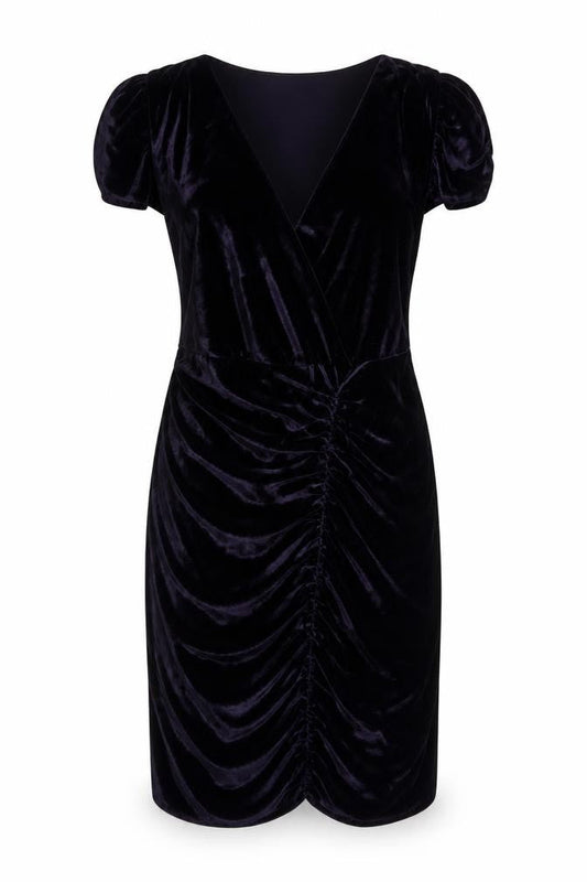 Front view of Betty Jackson Black Women’s Purple Velvet Bodycon Dress, size UK 14