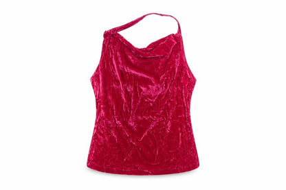 Anthropologie Women's Red Velvet Cowl Neck Camisole Tank Top M