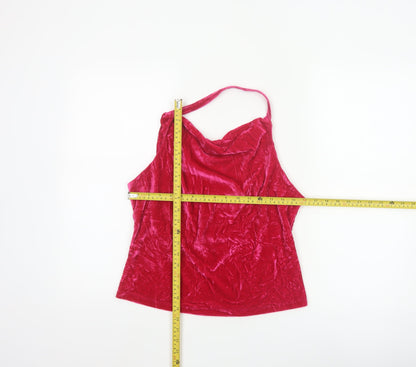 Anthropologie Women's Red Velvet Cowl Neck Camisole Tank Top M