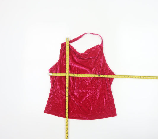 Anthropologie Women's Red Velvet Cowl Neck Camisole Tank Top M