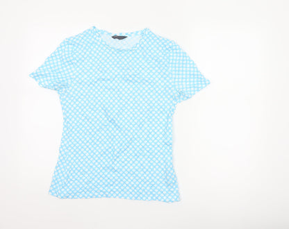 Marks and Spencer Women’s Blue Geometric Cotton T-Shirt Size 12