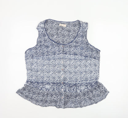 Marks and Spencer Womens Blue Sleeveless Blouse UK 20 Cotton Blend
