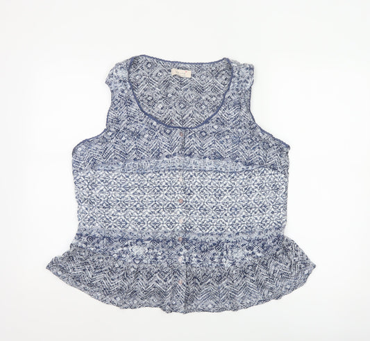 Marks and Spencer Womens Blue Sleeveless Blouse UK 20 Cotton Blend