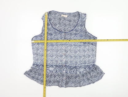 Marks and Spencer Womens Blue Sleeveless Blouse UK 20 Cotton Blend