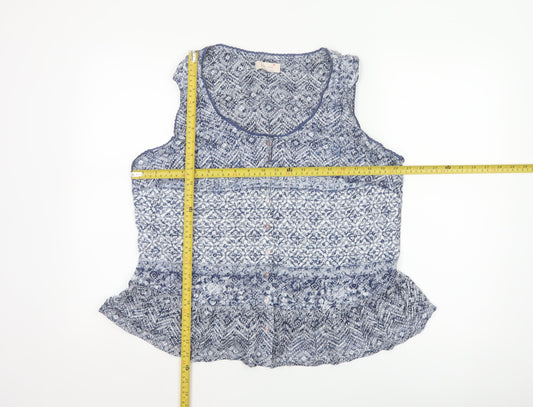 Marks and Spencer Womens Blue Sleeveless Blouse UK 20 Cotton Blend