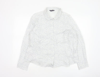 Marks and Spencer Women's White Floral Long Sleeve Button-Up Shirt Size 20